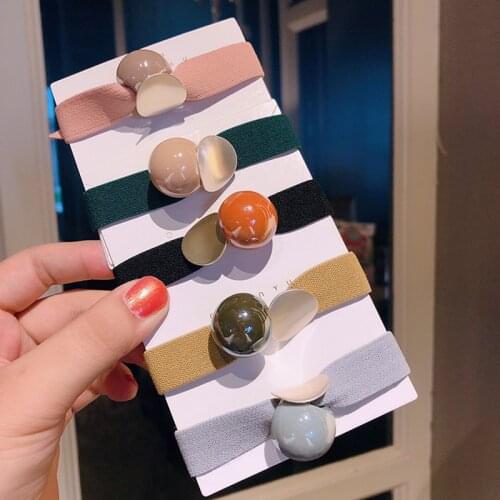 Women Round Hair Ties Girls Scrunchies Ponytail Holders Rubber Band Ladies Hair Accessories Candy Elastic Hairband Headwear