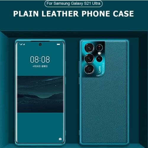 Luxury Ultra Thin leather Case For Samsung Galaxy S21 Ultra Plus S20 FE Note 20 Ultra S21 Cases Hardware plain Shockproof Covers