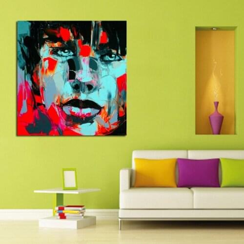 Handpainted Best Quality Modern Abstract Oil painting Handsome Man with Blue Eyes Portraits On Canvas Pictures Wall Art Pictures