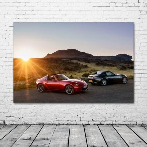 Sport Car Convertible Mazda MX-5 Red Car Vehicle Wallpaper Wall Art Canvas Paintings Posters and Prints for Living Room Decor