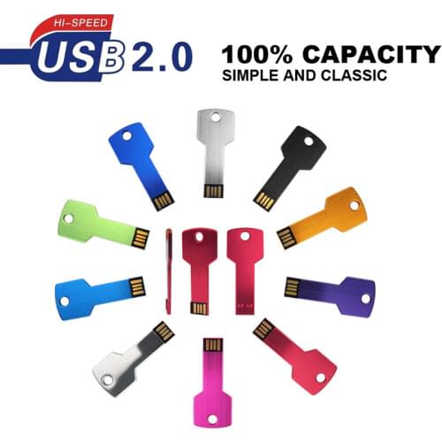 USB Flash Drive 2.0 Key Shaped Pen Drive Key Chain Pendrive 4GB 8GB 16GB 32GB Memory Stick Micro Cle Usb Flash Disk custom logo