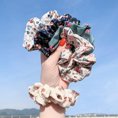 Vintage Floral Fabric Hair Rope Hair Scrunchie Girl Forest For Women Elastic Hair Band Ponytail Hair Tie Accessories