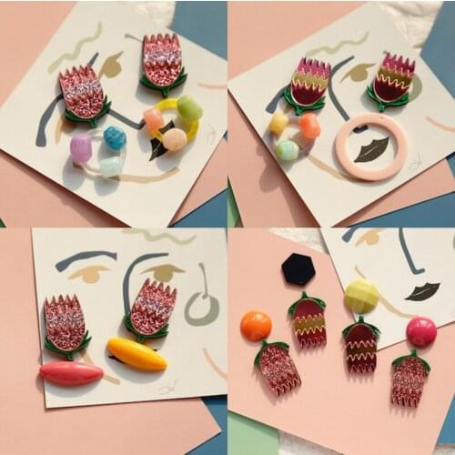 Funny cute flower resin acetate stitching pendant ins the same DIY hand-made accessories Korea earrings jewelry materials