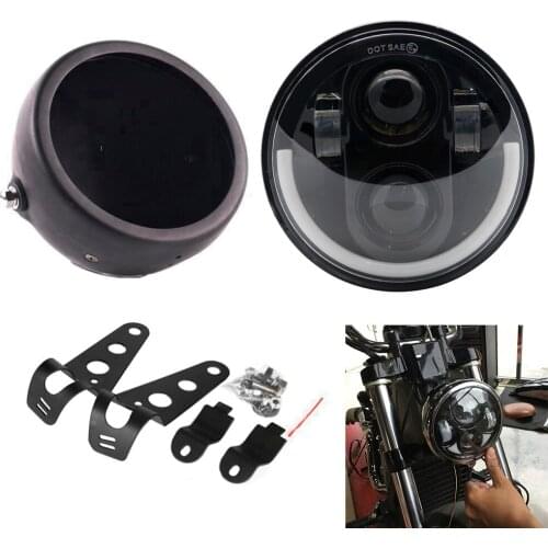 1PCS 5.75 inch LED Headlight Projector Halo Ring High Low Beam DRL Turn Signal For Sportster Dyna Iron 883