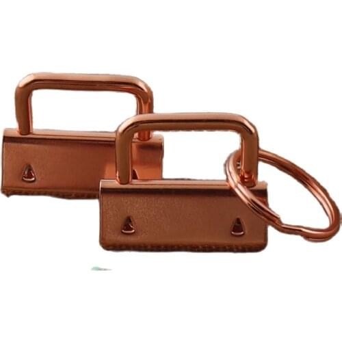 10 SETS Rose Gold key fobs hardware with Key Rings,key chain webbing key chains key fob key lanyard-wholesale-32MM