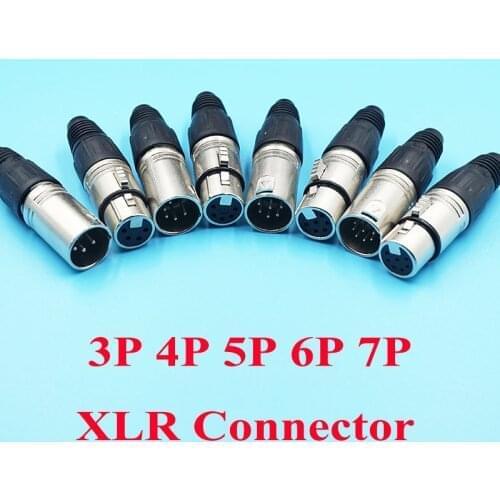 10pcs/lot 3P 4P 5P 6P 7P XLR Male Female 6Pins Microphone Jacks Connector 7Pin XLR Audio Connector Plugs