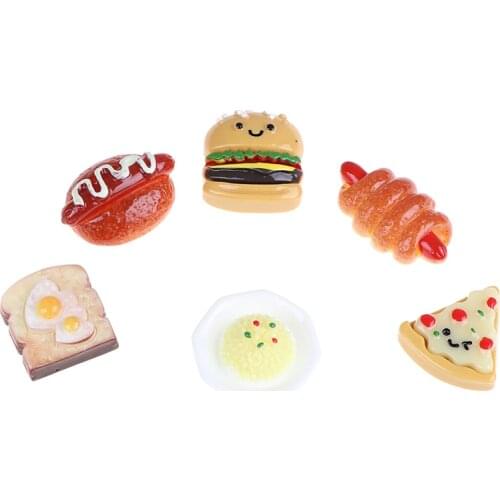 10pcs Mini Resin Food Play Toy Pretend Hotdog bread cake Dollhouse Miniature Ornament Decor For Children DIY Home Craft