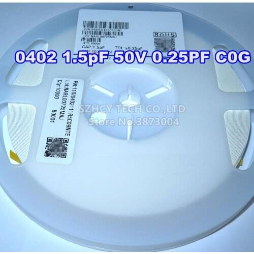 10000Pcs 0402 1.5pF 50V 0.25PF C0G 0402CG1R5C500NT New and origianl
