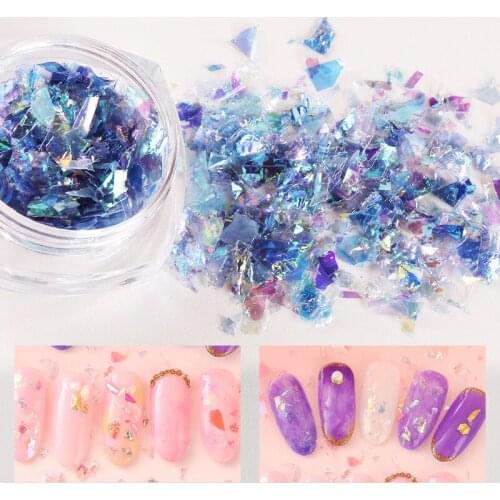 12 colors 1 box Candy style Nail art colorful glitter aluminum foil 3D flake shell magic color Beautiful magic color nail sticke