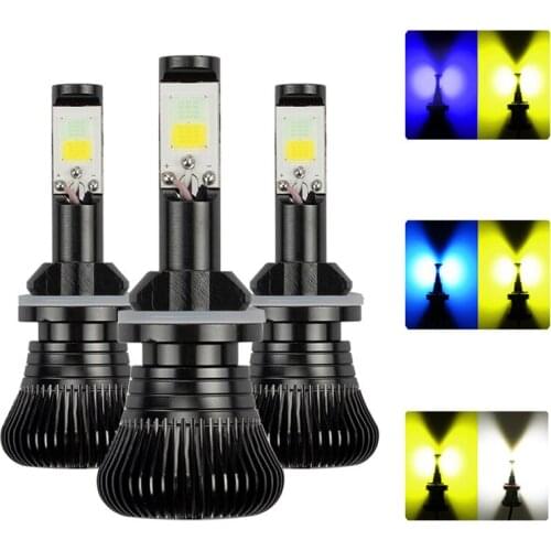 2Pcs 9005/H11/H3/880/H1 LED Bulbs Dual Color Car Headlight 3000K 6000K 2400LM LED Headlight Bulb Dual Color Car Fog Lamp 12V