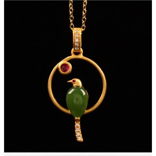 2021 New 925 Silver Sterling Silver Jewelry Inlaid Hetian Biyu AAA Zircon Pendant Fashion Jewelry