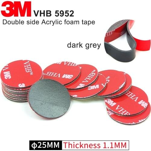 25mm Round 3M VHB 5952 thickness 1.1mm foam tape acrylic adhesive double sided round stickers,20Pcs/Lot