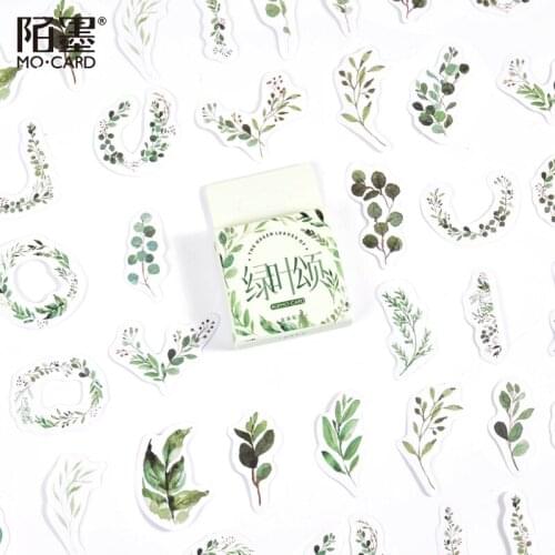 45 PCS/ Boxed stickers Ode to Green Leaves Fresh Plants Handbook Diary Sticker Decorative Sealing Sticker