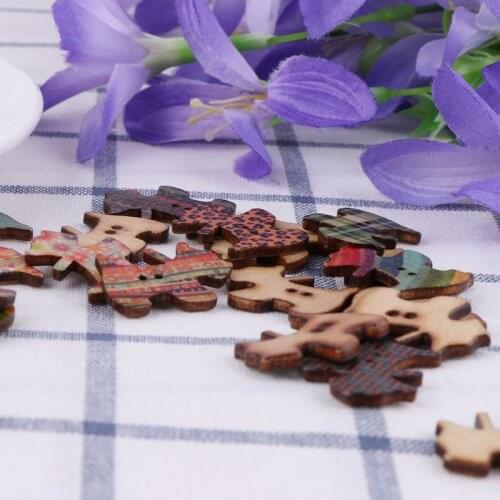 50pcs 2 Holes Mixed Wooden Pet Dog Shape Buttons For DIY Wood Scrapbooking Sewing Accessories Embellishmensts Craft E56C
