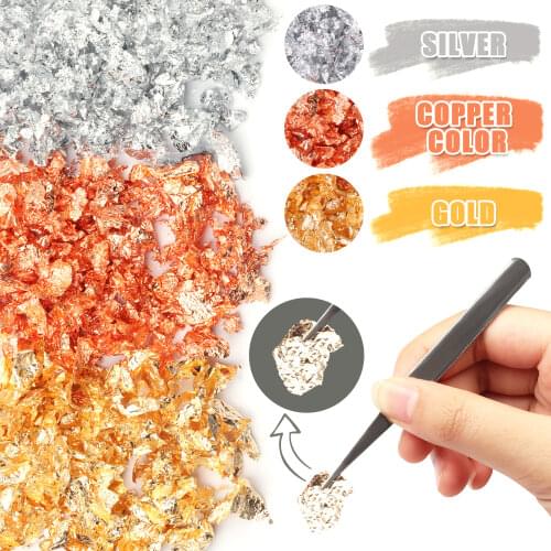 Foil Flakes Crushed Glass Glitter for Craft, Metallic Leaf Irregular Metallic Chips for Resin Nail Painting Slime Making
