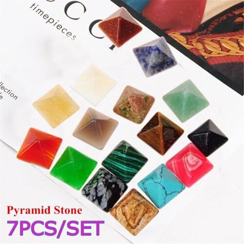 7 Pieces/set Of Gem Stone DIY Chakra Pyramid Stone Set Crystal Repair Mixed Crystal Natural Mineral Decoration Home Decoration