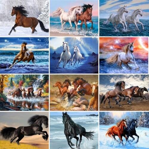 Diamond Painting cross stitch animal Mosaic Making art Horse Full Square Diamond Embroidery Picture Rhinestone Home Decoration