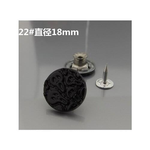 Free shipping 10pcs/lot 18mm Skull pattern black metal zinc alloy clasp shook head buttons clothes cowboy pants jeans button