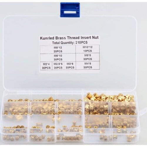 Bi-pass Female Thread Knurled Nuts M2 M2.5 to M10Brass Threaded Insert Round Injection Moulding Knurled Nuts Assortment Kit