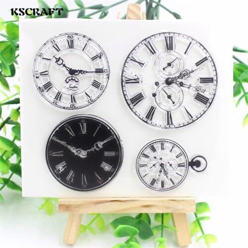 KSCRAFT Clocks Transparent Clear Silicone Stamps for DIY Scrapbooking/Card Making/Kids Christmas Fun Decoration Supplies 048