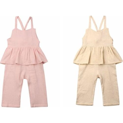 1-6 Years Baby Girls Sleeveless Backless Romper Toddler Jumpsuit Girl Wide Leg Pants Trousers Baby Girls Overall Kids Overalls