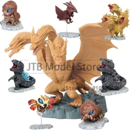 Godzilla Q Version King Ghidrah Anime Action Figure Model Monster Energy 4-12CM Statue Collection Toys Desktop Decoration Figma