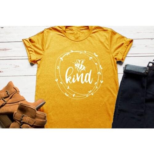 Bee Printed Kind Slogan T-Shirt Casual Unisex Jersey Short Sleeve Shirt Be kind Graphic Grunge Tops Tumblr Stylish Cotton Outfit