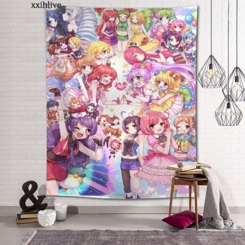 Hot Sale Custom Japanese Anime Idol Time Pripara Large Tapestry Wall Hanging Bohemian Wall Tapestries Mandala Art Decor 70x95cm