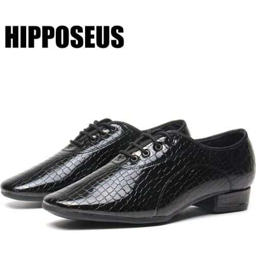 Hipposeus Men‘s Dance-Shoes Ballroom Latin Dance Shoes For Men Boy Modern Jazz Tango Dancing Shoes Salsa Practise Shoes Black