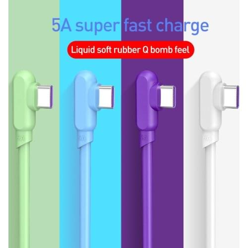 Liquid silica USB C Fast Data Cable 5A USB Type C Cable For Samsung S20 Plus Xiaomi Note 9 8 Pro 90 Degree Quick Charging Cable