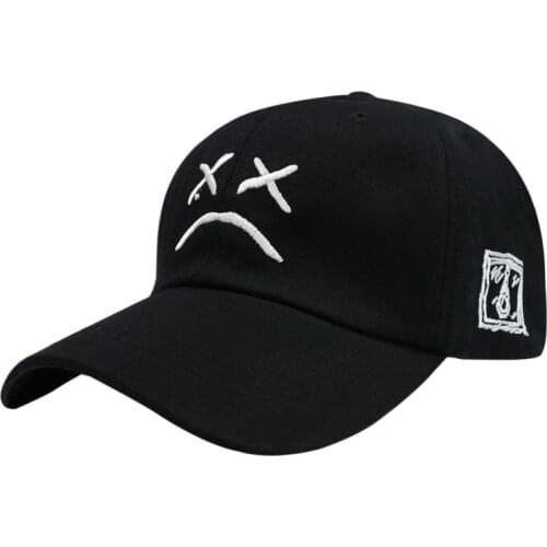 Fashion Wild Casual Baseball Cap hip hop caps Crying Face Embroidery Golf Hat cotton Wild Bend Hats Outdoor sun Hats gorras