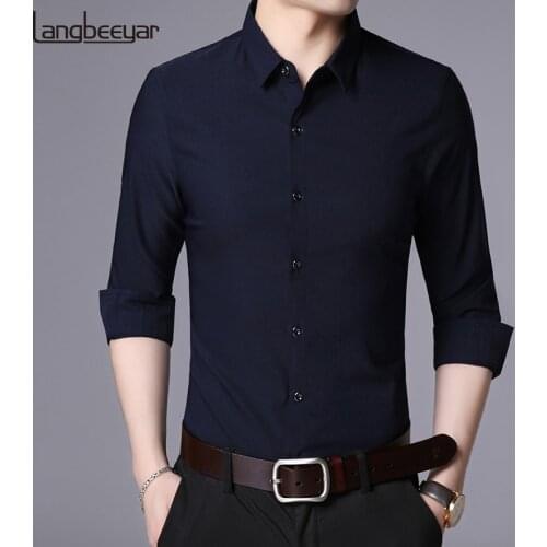 LANGBEEYAR Mens Silk Shirts