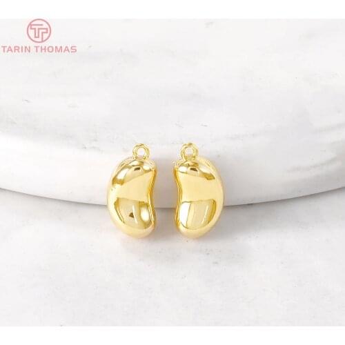10PCS 6x11MM Hole 1MM 24K Gold Color Brass Golden Beans Charm Pendants for DIY Jewelry Making Findings Accessories