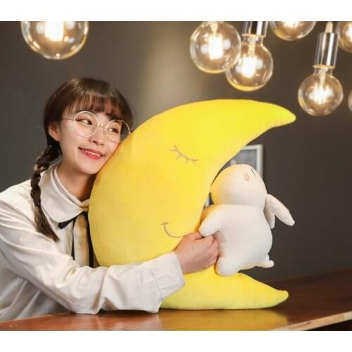 55cm plush cute simulation Rabbit crawling on the moon stuffed soft Pillow decoration good quality christmas gift for kid