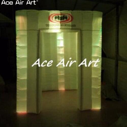 Mini easy foldable led sqaure backdrop inflatable traveling photo booth,perfect elements canopy with free logo and spotlights