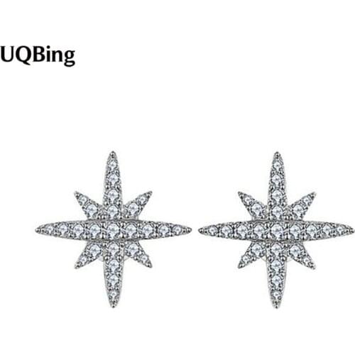 Fashion 925 Sterling Silver Crystal Rhinestone Stud Earrings Jewelry Pendientes Brincos