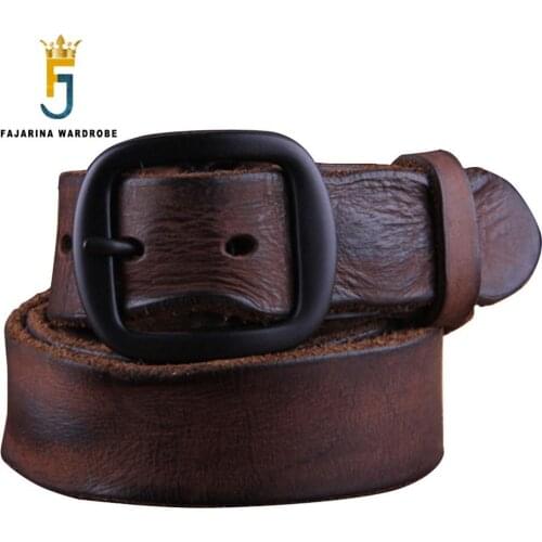 FAJARINA Top Quality Mens Personality Mens Folded Cowhide Genuine Leather Western Retro Styles Cow Skin Belts for Men N17FJ091