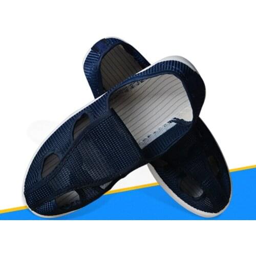Men/Women Anti-static Shoes four-hole PVC Clean Blue/White Shoes Mesh surface Breathable Dust-free Workshop Work Shoes
