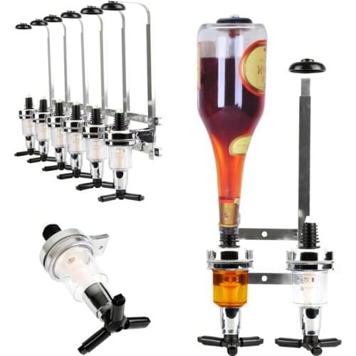 6 Bottle Bar Beverage Liquor Dispenser Holder Alcohol Drink Wall Mounted 6 Station Beer Wine Pourers Divider Dispensary HWC