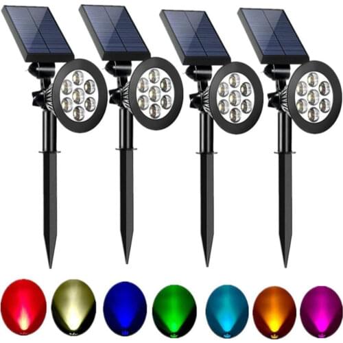 Solar Powered 4/7 LED Lamp Adjustable Solar Spotlight In-Ground IP65 Waterproof Garden Landscape Wall Light Outdoor Lighting