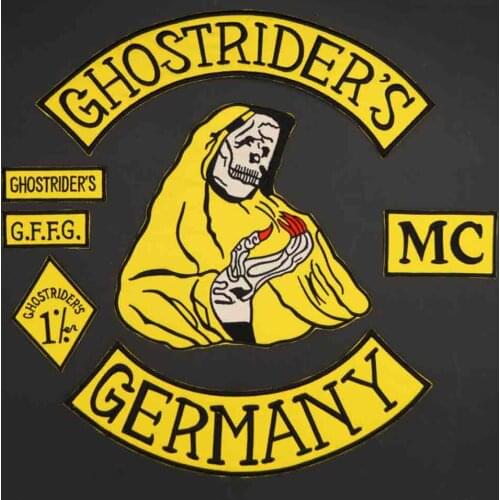 GHOSTRIDERS GERMANY Embroidered Iron on Backing Motorcycle Biker Patch For Clothing Hat Bags