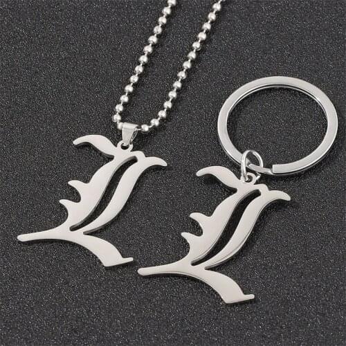 New Fashion 1PC Death Note L Lawliet Necklace Stainless Steel Old English Letter Pendant Beads Chain Necklaces Cosplay Jewelry