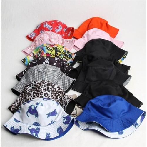 2019 cotton print Two sides bucket hat Fisherman hat Sun cap hats for men and women 471