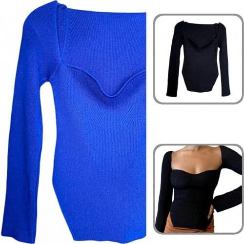 Sexy Classic Irregular Hem Sweater Pullover Comfy Knitted Pullover Skinny Streetwear