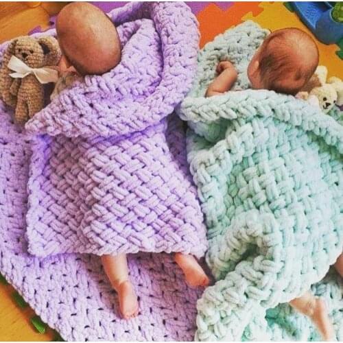 Plush Baby Blanket Soft Puffy Colorful Handmade Alize Newborn Babyshower Gift 2021 Trend Pink Blue White Yellow Red Grey