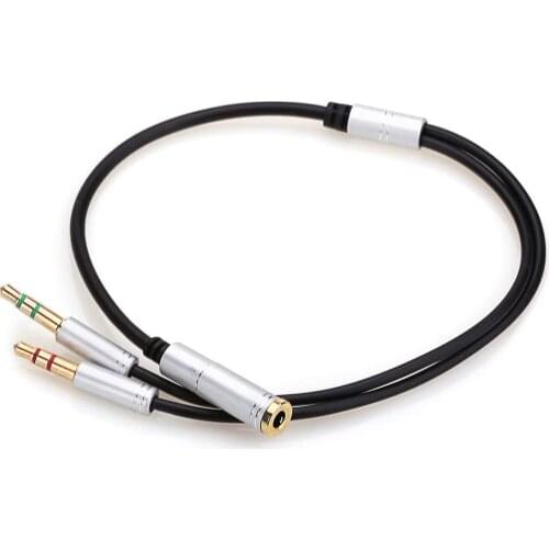 Headphone splitter cable for PC 3.5 mm jack headphone adapter converter, 3.5 mm female head, with headphone/microphone converted