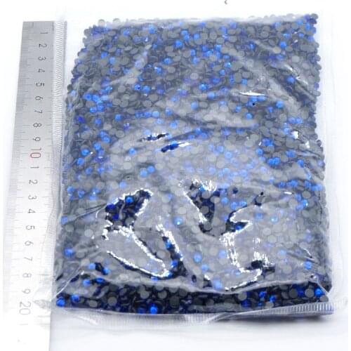 Sapphire Wholesale Large Bulk Packing High Quality Shiny Stones Size SS6 SS10 SS16 SS20 SS30 Black Hotfix Rhinestones