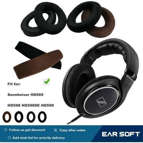 Earsoft Replacement Cushions for Sennheiser HD569 HD598 HD598SE HD599 Headphones Cushion Ear Pads Headset Sleeve Cover Cover