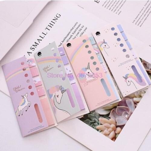1000pcs Cute Unicorn N Times Memo Pad Sticky Notes Cartoon Bookmark Stationery Label Stickers School Supplie Notepad escolar