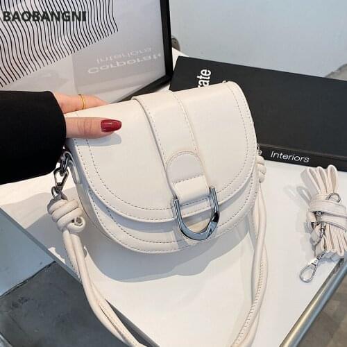 Saddle bag Armpit bag New High-quality PU Leather Womens Designer Handbag Solid color Shoulder Messenger Bag